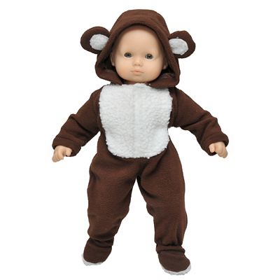 Image showing  Brown and White Bear Sleeper Pajama Clothes Intended for 15 in. Bitty Baby Dolls