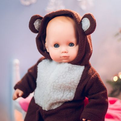 Image showing  Brown and White Bear Sleeper Pajama Clothes Intended for 15 in. Bitty Baby Dolls