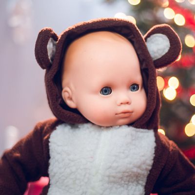 Image showing 5 th The Queen's Treasures Brown and White Bear Sleeper Pajama Clothes Intended for 15 in. Bitty Baby Dolls