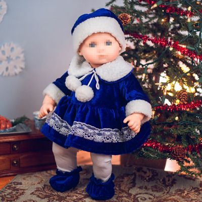 Image showing  Blue Velvet Complete Dress Outfit Intended for 15 in. Bitty Baby Dolls