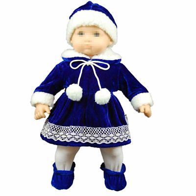 Image showing  Blue Velvet Complete Dress Outfit Intended for 15 in. Bitty Baby Dolls
