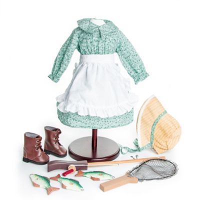 The Queen's Treasures Little House on the Prairie Green Prairie Outfit and 6 pc. Fishing Set for 18 in. Dolls