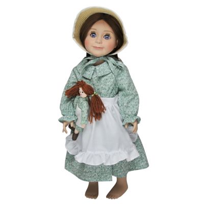 Image showing  Little House on the Prairie 3 pc. Green Calico Prairie Dress for 18 in. Dolls