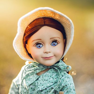 Image showing 5 th The Queen's Treasures Little House on the Prairie 3 pc. Green Calico Prairie Dress for 18 in. Dolls