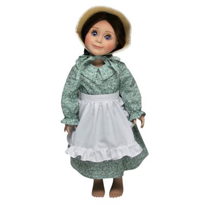 Image showing 6 th The Queen's Treasures Little House on the Prairie 3 pc. Green Calico Prairie Dress for 18 in. Dolls