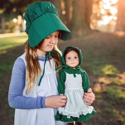 Image showing  Child's Apron & Prairie Bonnet & 3pc 18 in. Doll Outfit