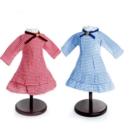 The Queen's Treasures Set of 2 Little House on the Priairie Red and Blue Check Dresses for 18 in. Dolls