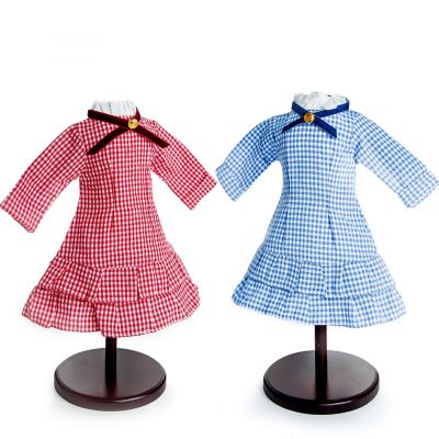 The Queen's Treasures Set of 2 Little House on the Prairie Red and Blue Check Dresses for 18 in. Dolls