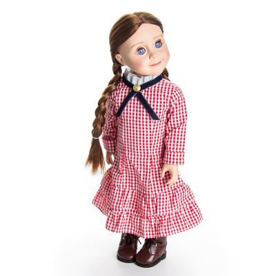 Image showing  Little House on the Prairie Laura Ingalls Red Check Dress for 18 in. Doll