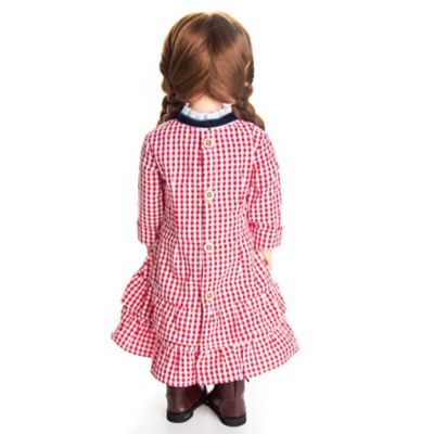 Image showing  Little House on the Prairie Laura Ingalls Red Check Dress for 18 in. Doll