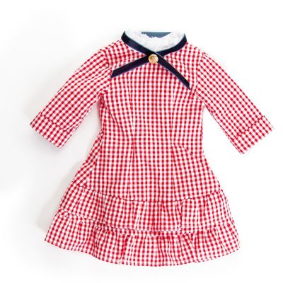 Image showing 8 th The Queen's Treasures Little House on the Prairie Laura Ingalls Red Check Dress for 18 in. Doll