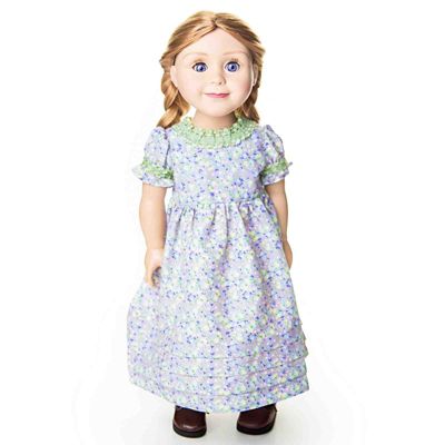 Image showing  Little House on the Prairie 3 pc. Purple and Green Summer Prairie Dress for 18 in. Dolls