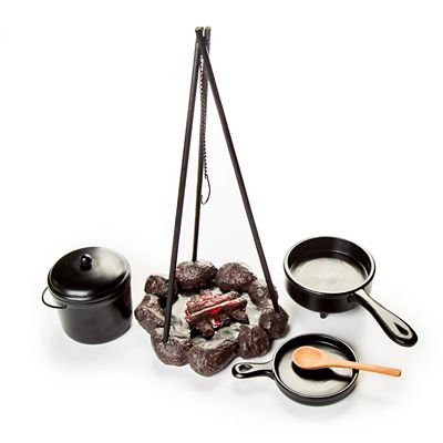 The Queen's Treasures Little House on the Prairie Cooking Set And Fire Pit for 18 in. Dolls