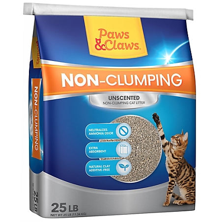Paws & Claws Non-Clumping Unscented Clay Cat Litter, 25 lb. Bag