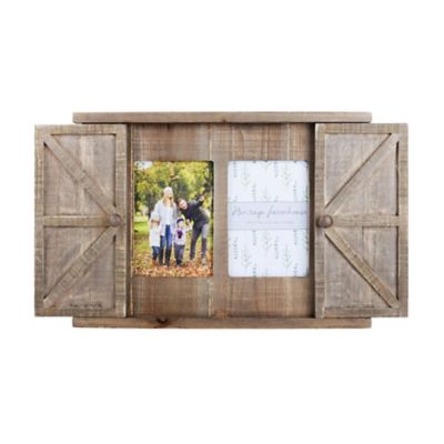 PARISLOFT Multi Wood Barn Door Picture Frame, 2 Openings Photo Frame