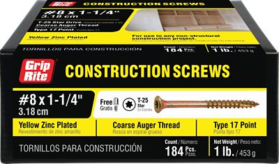 Grip-Rite 1 lb. Construction Screw 1-1/4 in. Gold