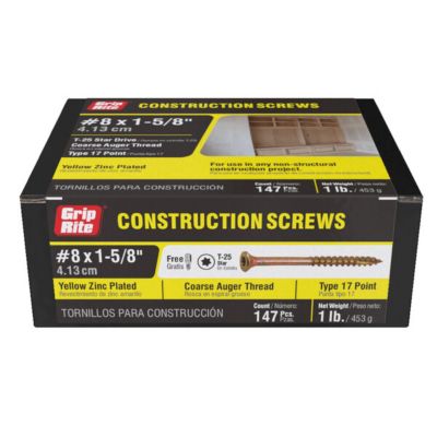 Grip-Rite 1 lb. Construction Screw 1-5/8 in. Gold