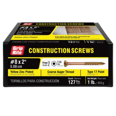 Grip-Rite 1 lb. Construction Screw 2 in. Gold