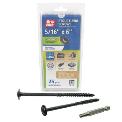 Image showing  5/16 in. x 6 in. Hex Head Structural Screws, 25-Pack