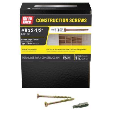 Image showing  5 lb. Construction Screw 2-1/2 in. Gold