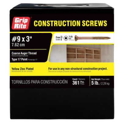 Grip-Rite 5 lb. Construction Screw 3 in. Gold