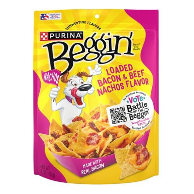 Purina Beggin' Purina Loaded Bacon and Beef Nachos Flavor Treats for Dogs - 6 oz. Pouch