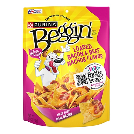 Purina Beggin' Purina Loaded Bacon and Beef Nachos Flavor Treats for Dogs - 6 oz. Pouch