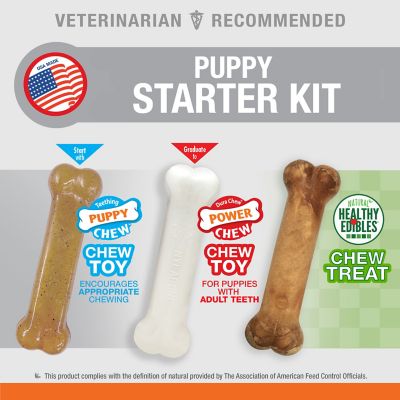 Image showing  Puppy Starter Kit with Puppy Chew Bone, Edible Bacon and Power Chew Chicken
