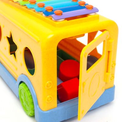 Image showing  Xylophone School Bus 9 pc. Shape & Sort, Color & Sounds Educational Toy