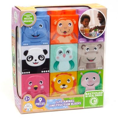 Roo Crew Cute Animal Construction Blocks, 9 Pieces, Ages 2+