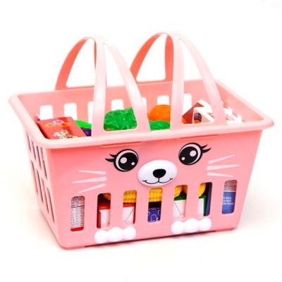 Zoo Troop Kitty Basket, Pink Cat Basket Playset With 16 pc., Ages 2+