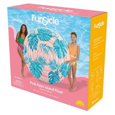 Funsicle Pink Palm Island Float, 65 in. Round, Pink & Blue