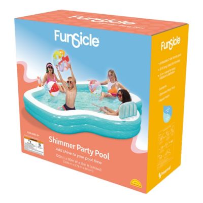 Funsicle Shimmer Party Pool, 10 ft. Inflatable Lounge Pool, Teal & White