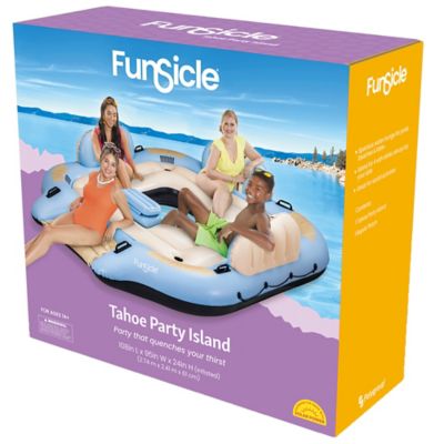 Funsicle Tahoe Party Island, 9 Foot Inflatable Pool & Water Float