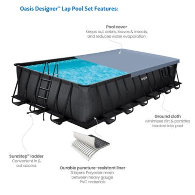 Image showing  24 ft. x 12 ft. Oasis Designer Rectangular Lap Pool, Above Ground Pool Set