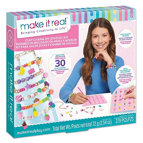 Make It Real Clay Charm DIY Jewelry Kit, Kids Ages 8+