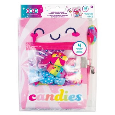 3C4G Three Cheers For Girls' Candy Plush Pocket Locking Journal With Pen, Ages 6+