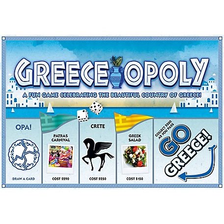 Late For the Sky Greece-Opoly Country Themed Family Board Game, Ages 8+, 2-6 Players