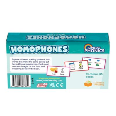 Image showing  Rainbow Phonics Homophones, 65 Word Cards