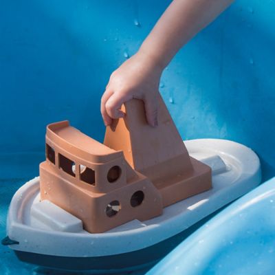 Image showing  BIO Tuff Tuff Boat, Peach & Blue Toy Tug Boat, Indoor & Outdoor Play, Toddlers Ages 2+