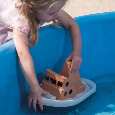 Image showing  BIO Tuff Tuff Boat, Peach & Blue Toy Tug Boat, Indoor & Outdoor Play, Toddlers Ages 2+
