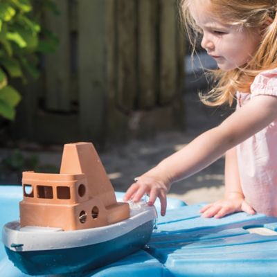 Image showing 5 th Dantoy BIO Tuff Tuff Boat, Peach & Blue Toy Tug Boat, Indoor & Outdoor Play, Toddlers Ages 2+