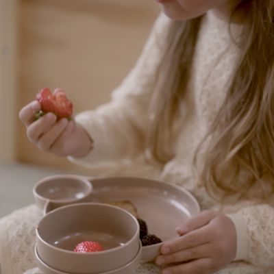 Image showing  Tiny BIO Dinner Set, Sand Color, 7 pc. Set, 3 Food Sections, Ages 1 mo+