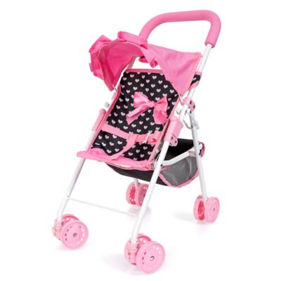 Image showing  Buggy Doll Stroller Set - Black, Pink, Hearts, Ages 3+