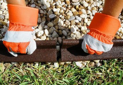 Image showing  Recycled Rubber Flexible 4ft Lawn Edging L-shape, 6 pc. Box, Brown