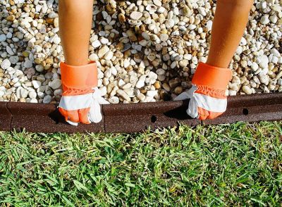 Image showing  Recycled Rubber Flexible 4ft Lawn Edging L-shape, 6 pc. Box, Black