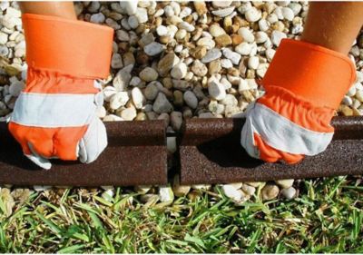 Image showing  Recycled Rubber Flexible 4ft Lawn Edging L-shape, 6 pc. Box, Grey