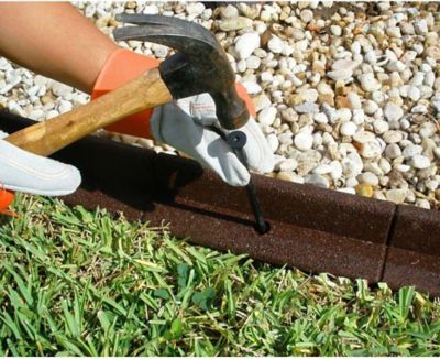 Image showing  Recycled Rubber Flexible 4ft Lawn Edging L-shape, 6 pc. Box, Grey