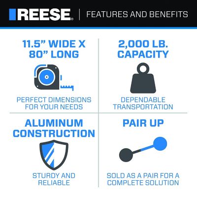 Image showing  2,000 lb. Capacity Heavy-Duty Straight Xtruded Loading Ramps, 11.5 in. x 80 in., 2-Pack
