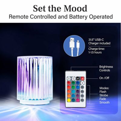 Image showing  RGB Portable Rechargeable Crystal Lamp